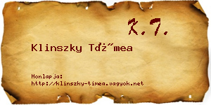 Klinszky Tímea névjegykártya